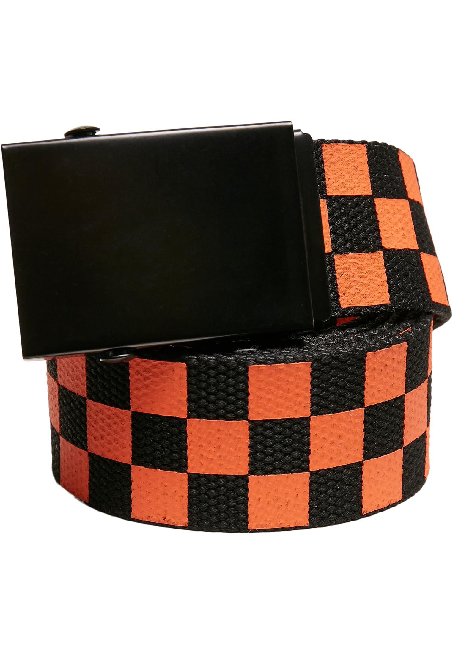 Urban Classics Accessoires Check And Solid Canvas Belt 2-Pack (Farbe: black/orange / Größe: L/XL)