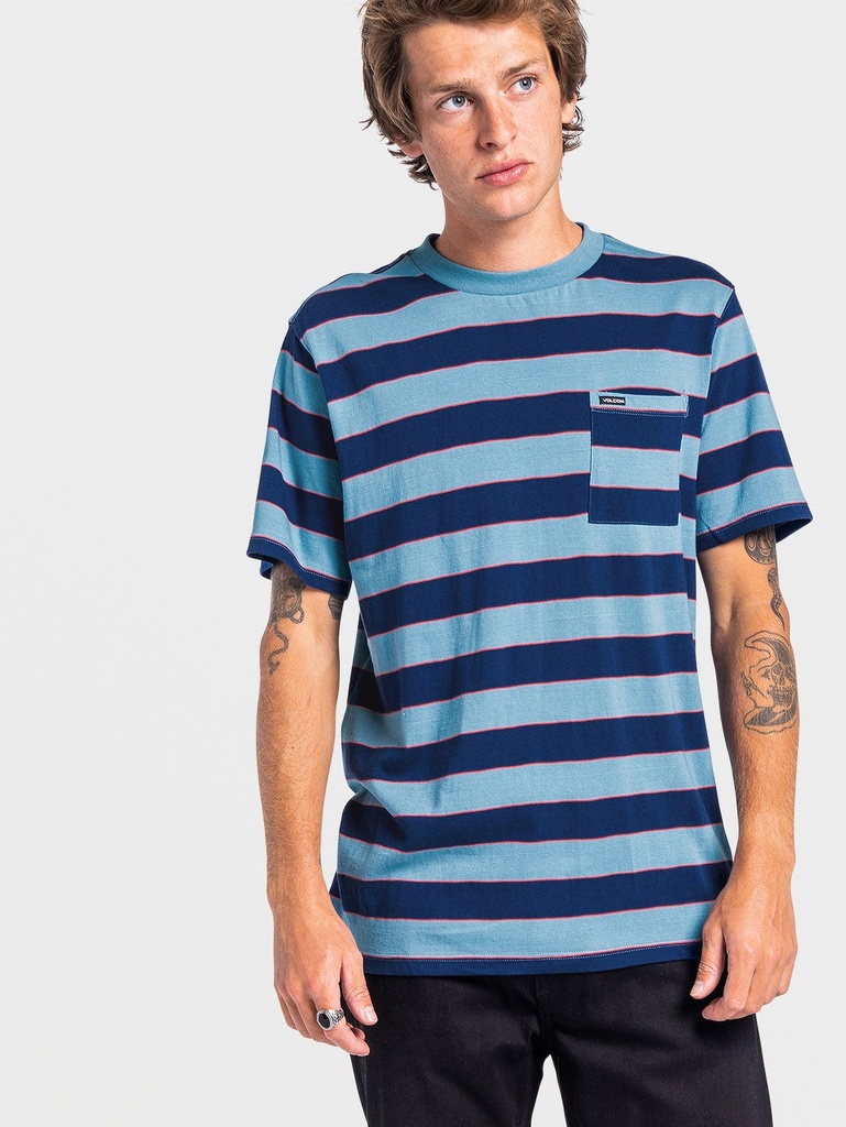 Volcom Maxer Stripe Crew T-shirt (Farbe: BLUEPRINT / Größe: XS)