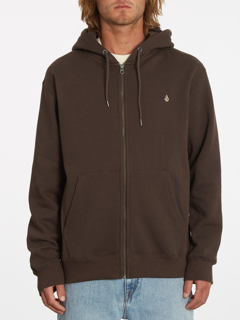 Sngl Stn Fleece Kapuzenjacke dark brown