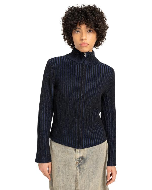 2TONE RIB ZIP CARDIGAN W