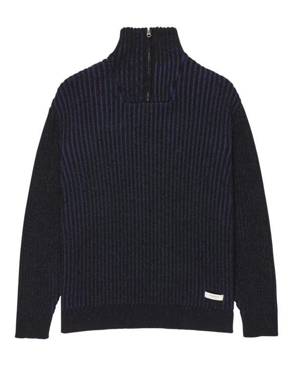 2TONE RIB QUARTER ZIP