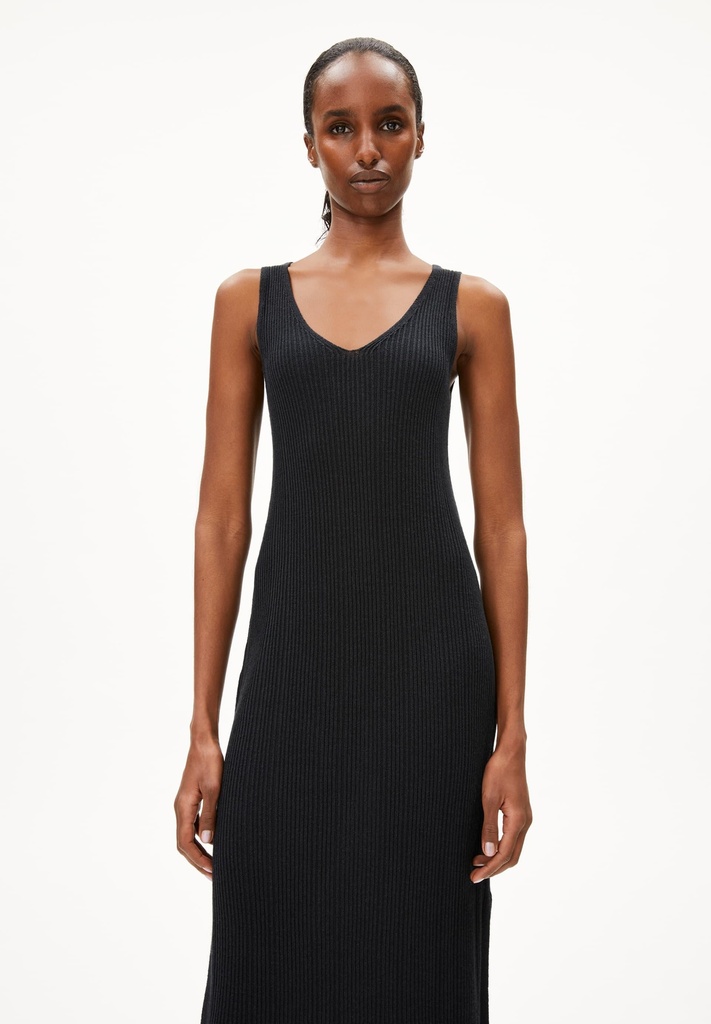 ARMEDANGELS LINEN BLEND KNIT DRESS (Farbe: black / Größe: L)
