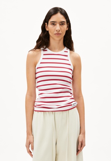 ARMEDANGELS KANITAA STRIPES TOP (Farbe: white-light tangerine / Größe: L)